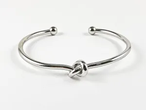 Modern Cute Knot Twist Silver Tone Brass Cuff Bangle