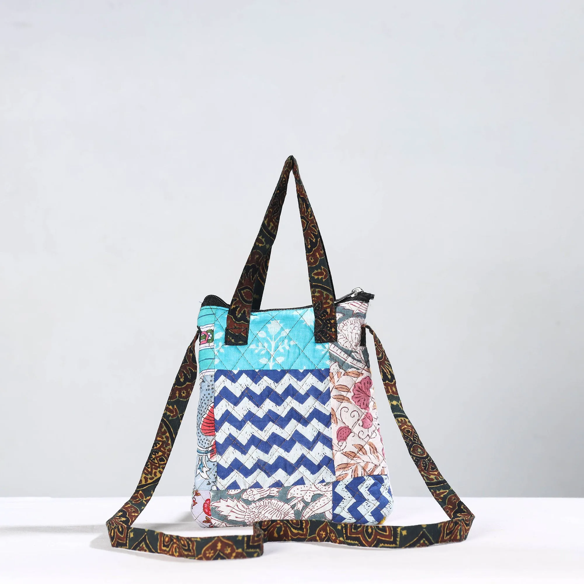 Multicolor - Handmade Quilted Cotton Patchwork Sling Bag 43