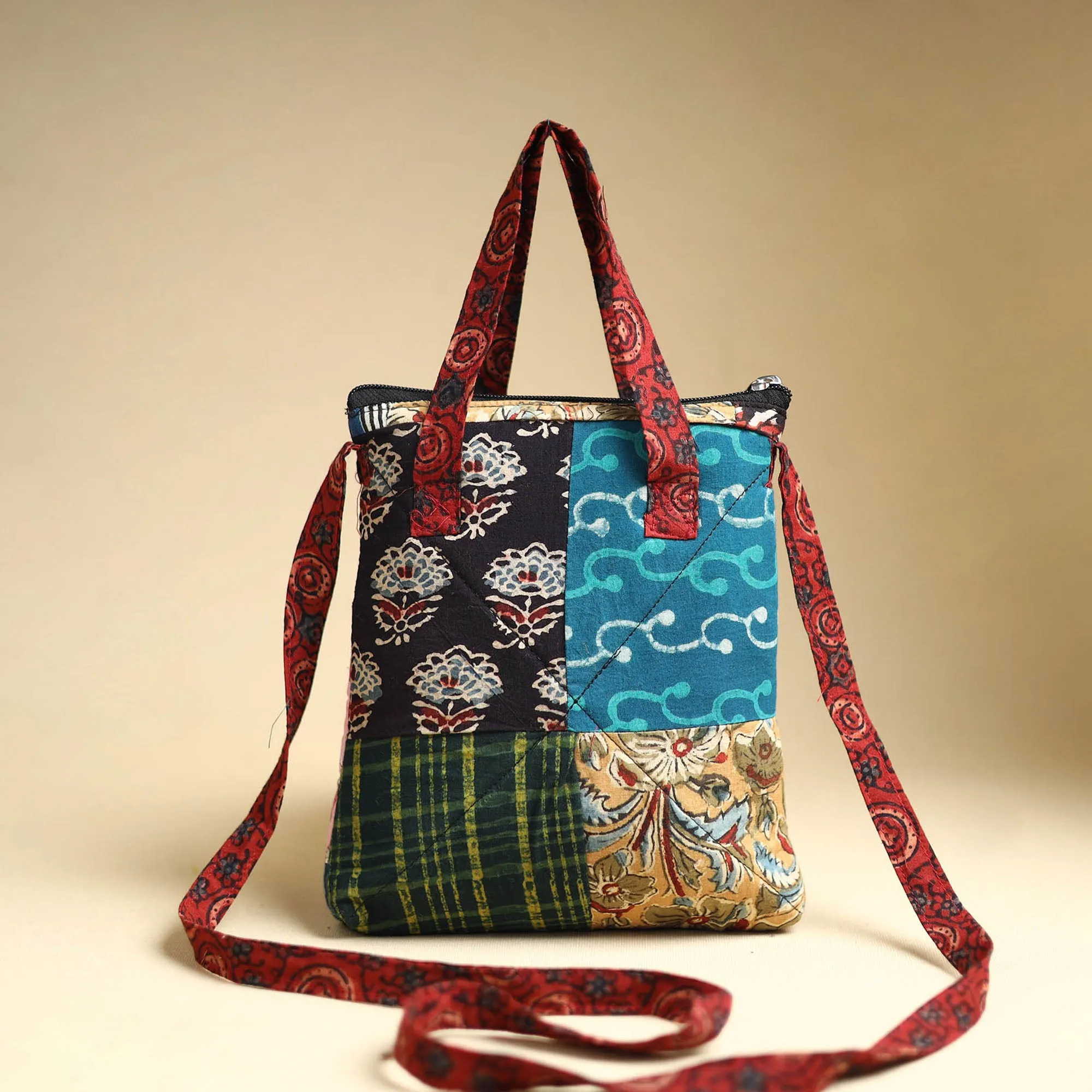 Multicolor - Handmade Quilted Cotton Patchwork Sling Bag 57