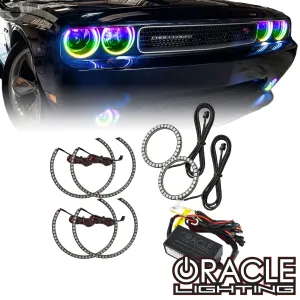 ORACLE Lighting 2008-2014 Dodge Challenger Dynamic ColorSHIFT Surface Mount Headlight & Fog Light Halo Kit - COMBO