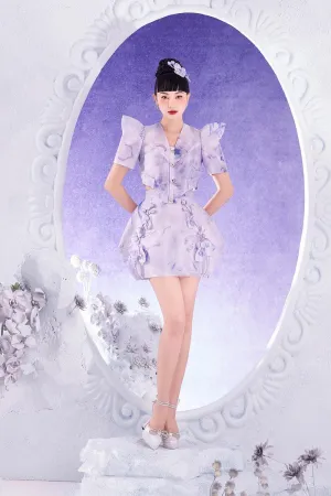 Orchis Pegged Flower Applique Organza Mini Skirt