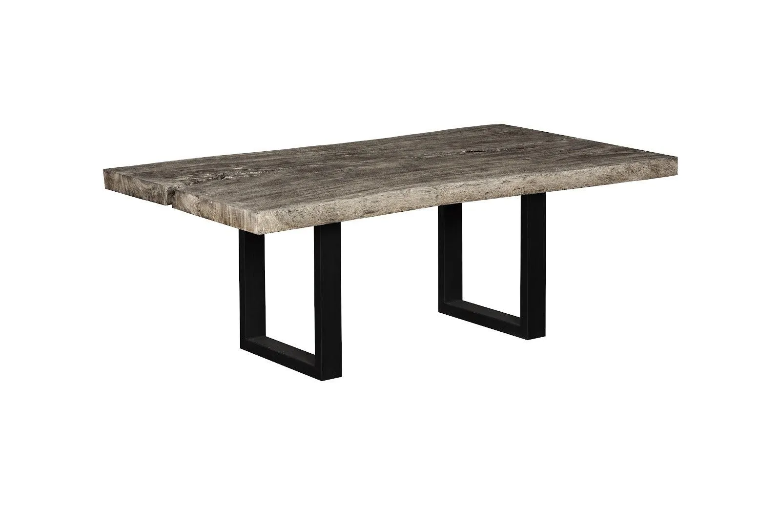 Origins Dining Table Live Edge, Gray Stone, Straight Satin Black Legs TH105986