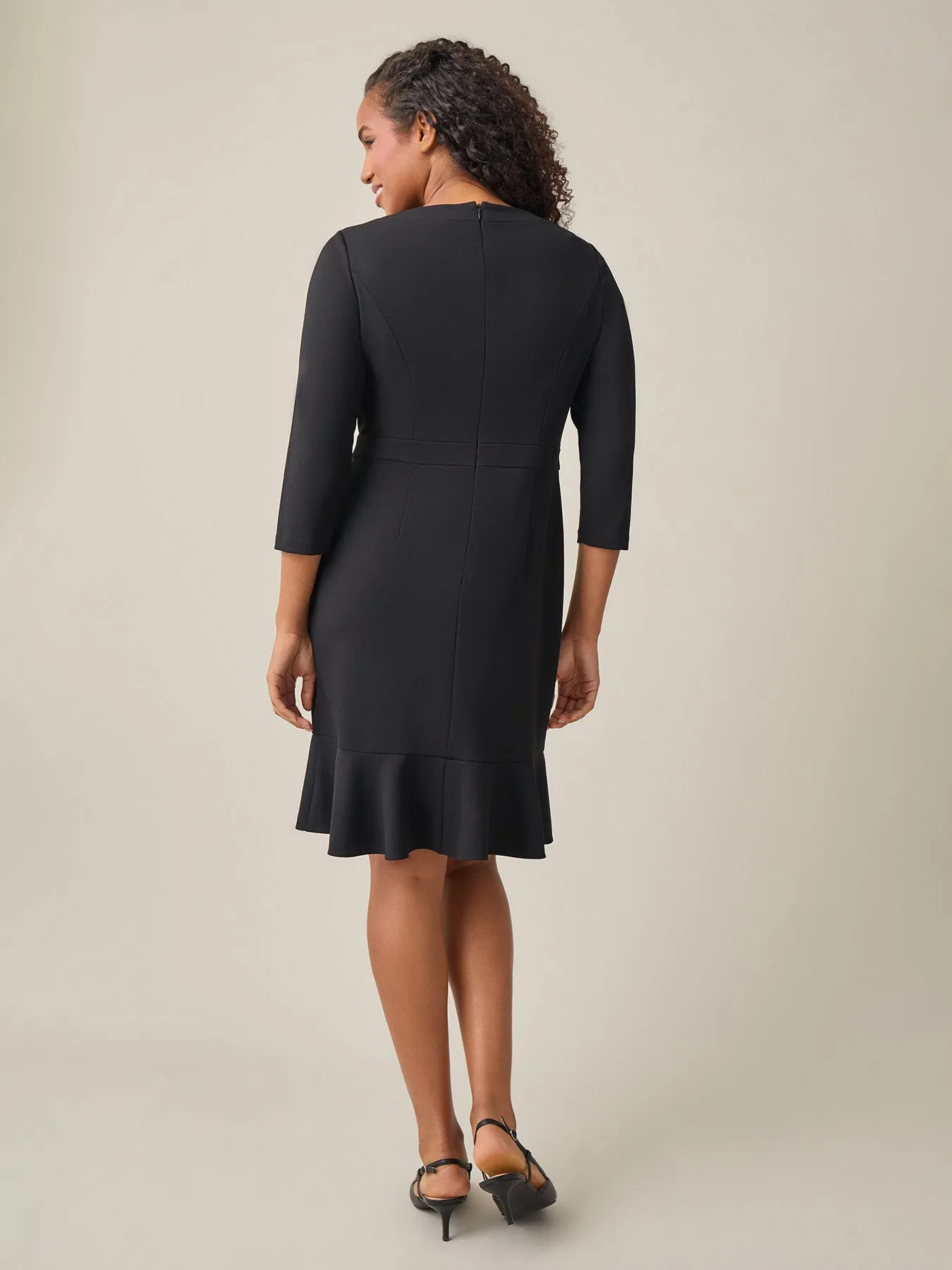Plus Colorblock Ruffle Hem Dress, Black