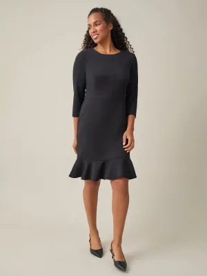Plus Colorblock Ruffle Hem Dress, Black