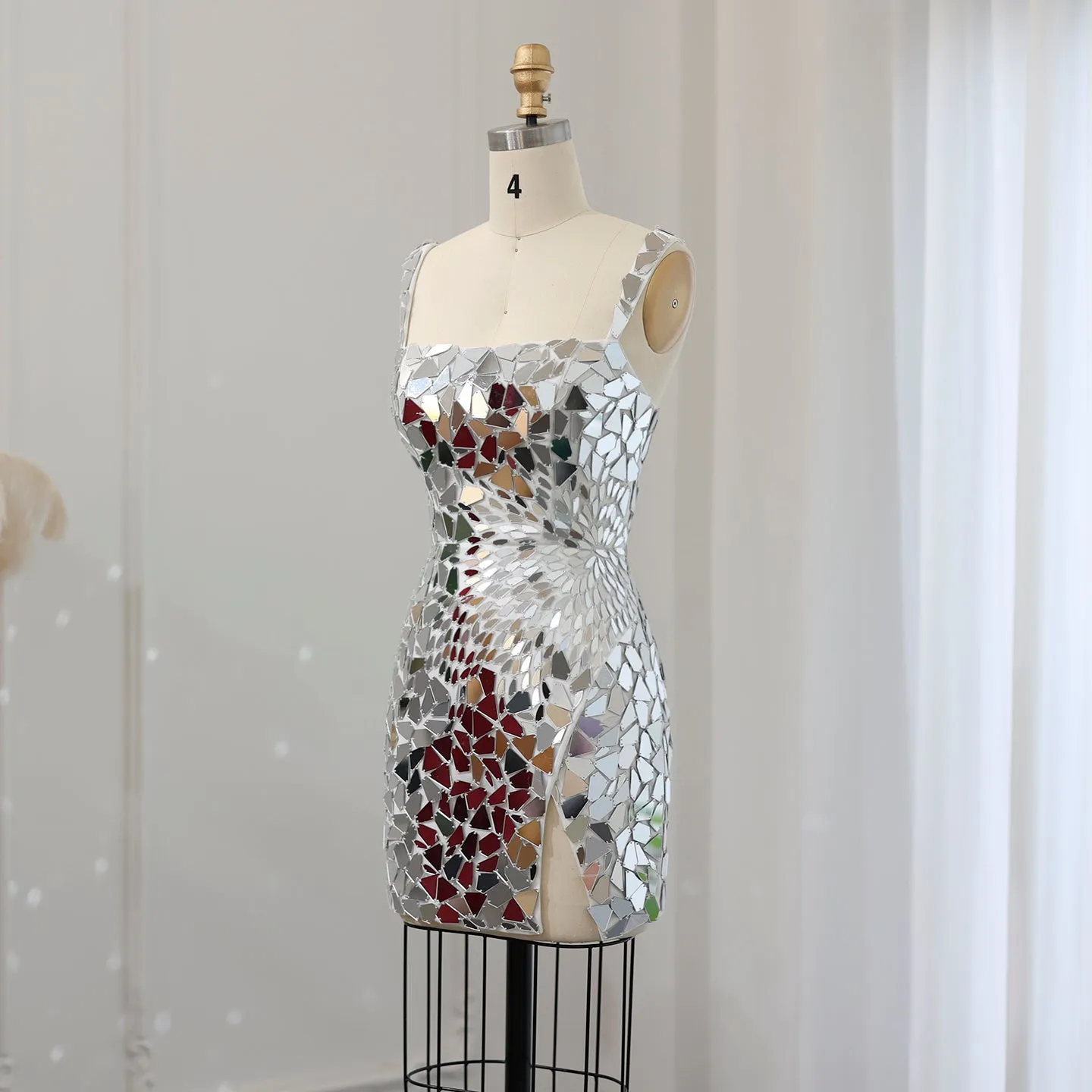 Sharon Said Sparkly Silver Sequin Mini Short Cocktail Prom Dresses 2024 Luxury Gala Wedding Birthday Party Gowns SS007