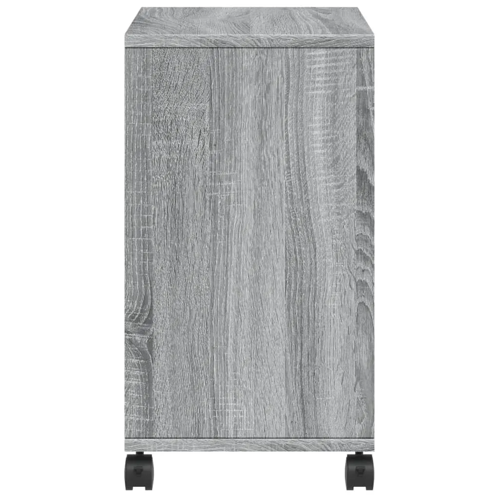 Side Table with Wheels Grey Sonoma 50x30x55 cm Engineered Wood