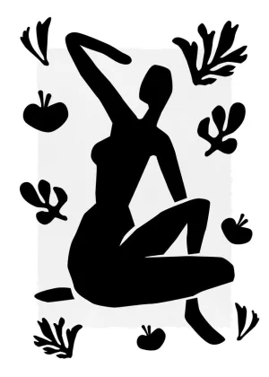 Sitting Woman Black and White Painting Print