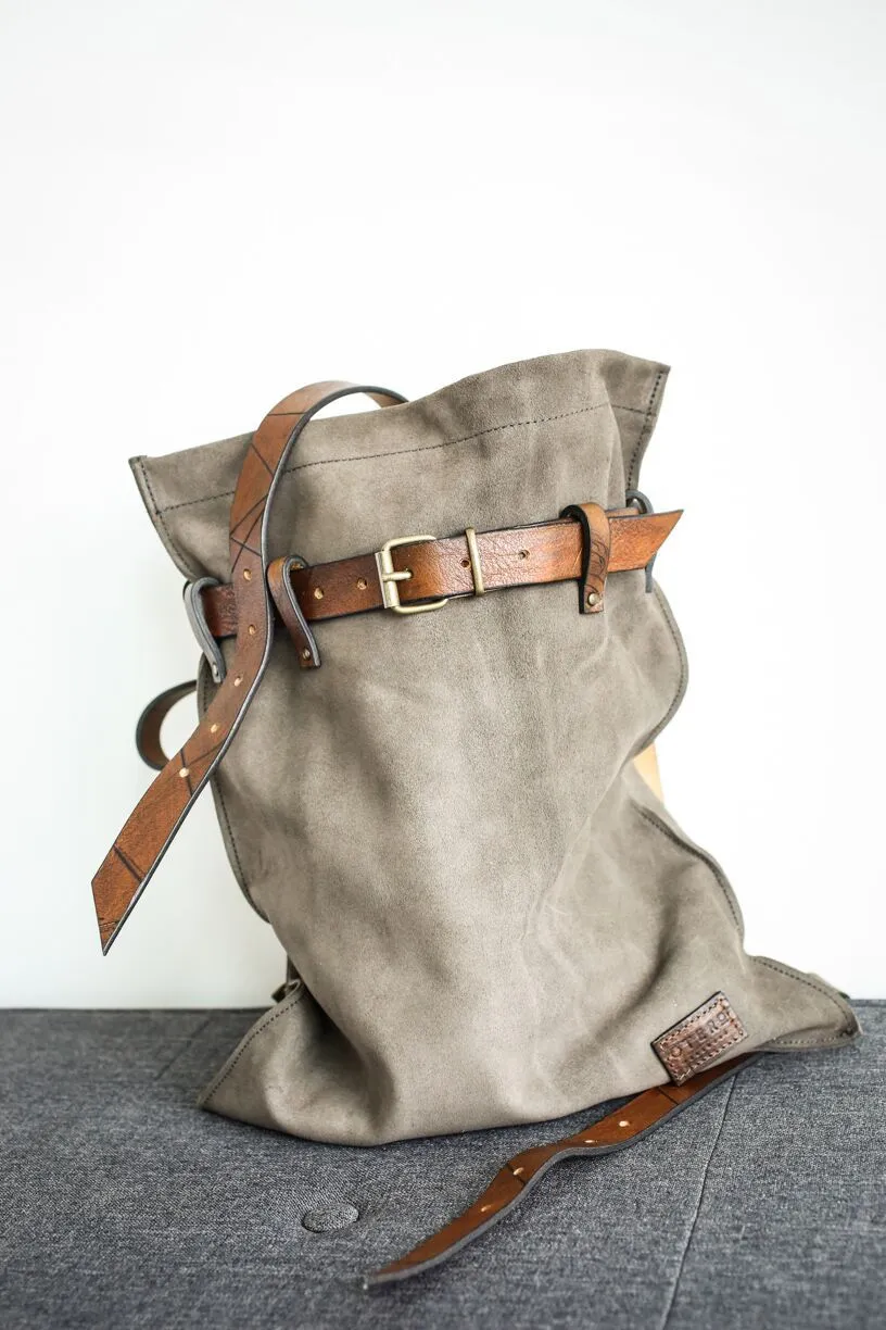 Suede Belted City Backpack