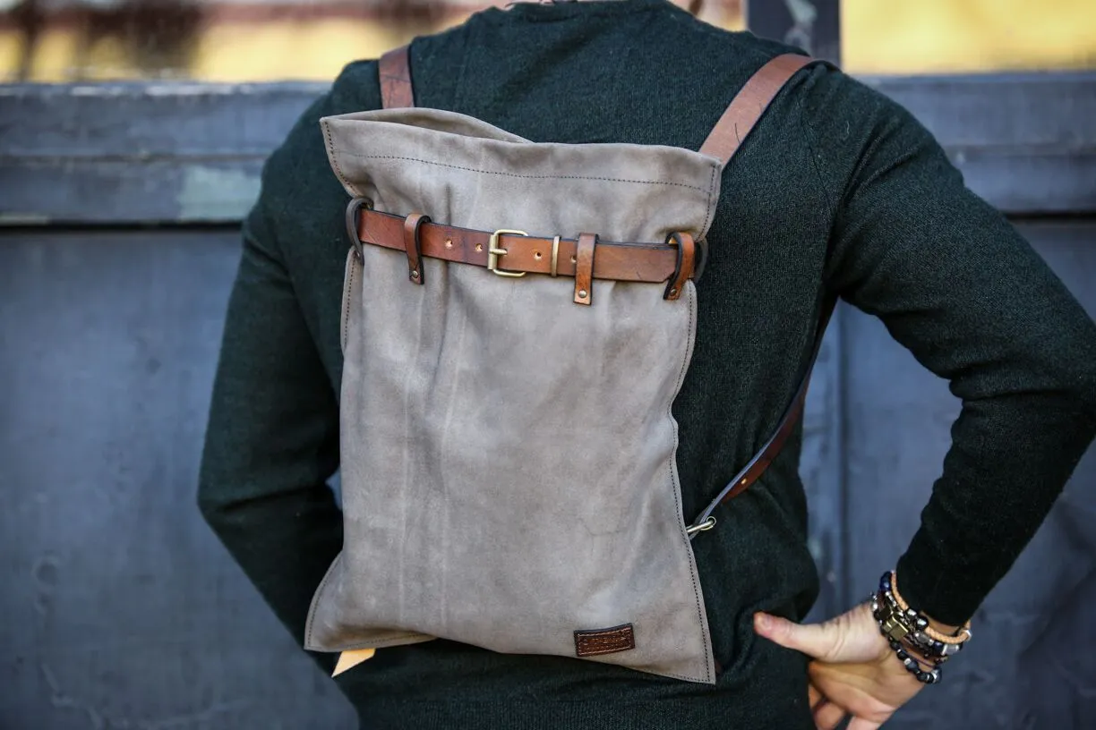 Suede Belted City Backpack