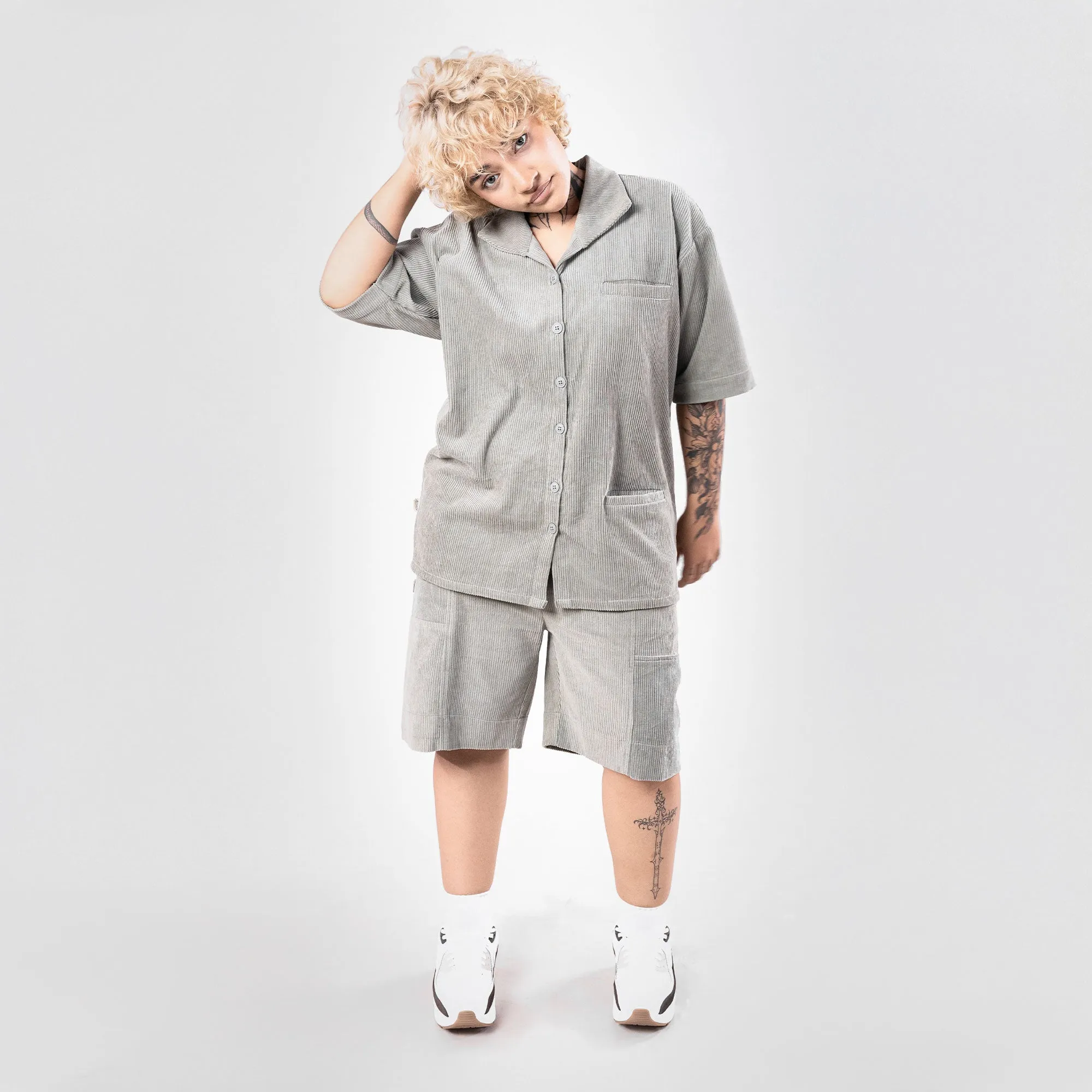 SUPERKICKS | CORDUROY SHORTS { SLATE GREY