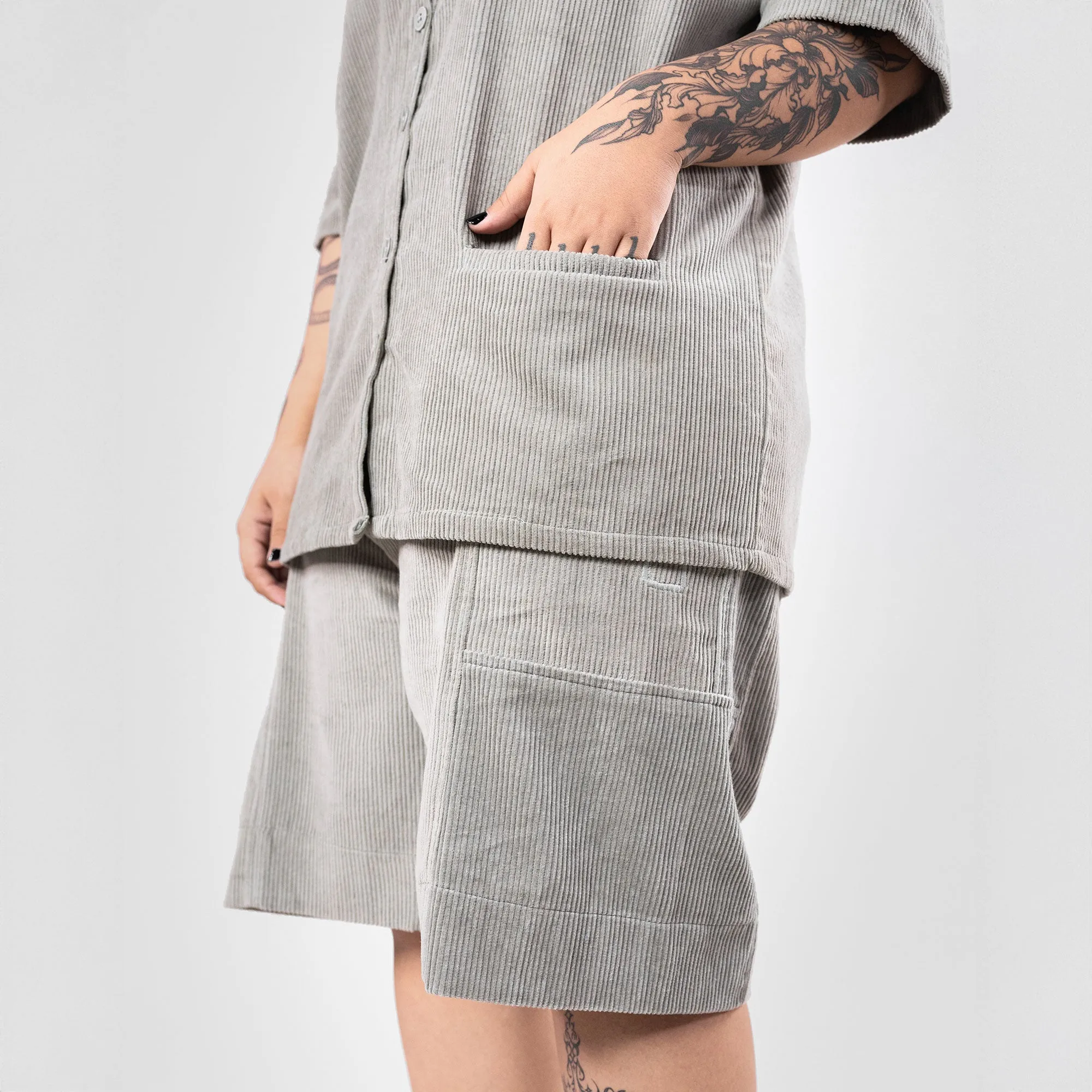 SUPERKICKS | CORDUROY SHORTS { SLATE GREY