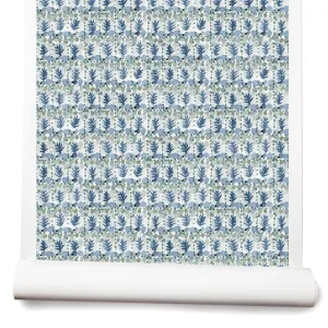 Tree Grove Wallpaper in Blues